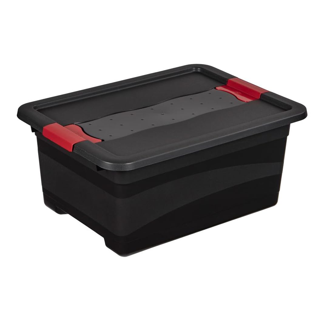 Keeeper Transport Box with Lid, Extra Strong, Sliding Closure, 39.5x29.5x17.5 cm, 12 Litre, Eckhart, Graphite Grey