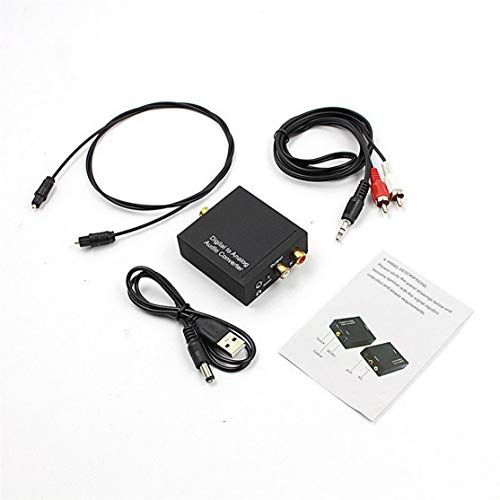 Digital To Analog Audio Converter - Toslink/Coaxial To RCA L/R, 3.5mm Optical, 3ft Cable, Powered