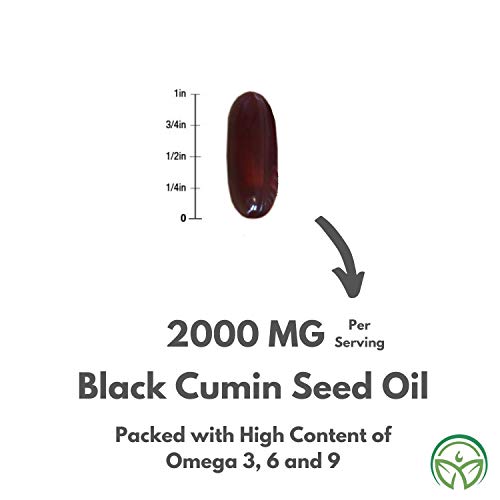 Organic Black Seed Oil 2000mg - 180 Softgel Capsules (Non-GMO) Premium Cold-Pressed Nigella Sativa - Black Cumin Seed Oil with Omega 3, 6, 9 - Darkest, Highest TQ Content