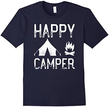 Mens Happy Camper -  Tent And Camp Fire Nature Travelers T-Shirt 3XL Navy