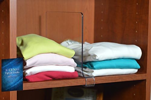 Clear Acrylic Shelf Divider, 1 Pack, USA Made, Closet and Kitchen Organizer