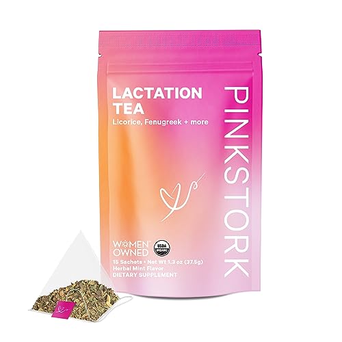 Pink Stork Lactation Support Tea Organic Herbal Mint Nursing Tea for
