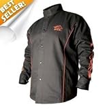 BSX BX9C Black W/Red Flames Cotton Welding Jacket - XL