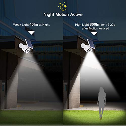 Solar Motion Sensor Light，BNT Flood Light Security Super Bright LED Outdoor Light with 800Lm Waterproof Solar Power Charging Motion Sensor Lights Adjustable Head for Garage Yard, Wall Porch,Pack of 2 - Thumbnail 5