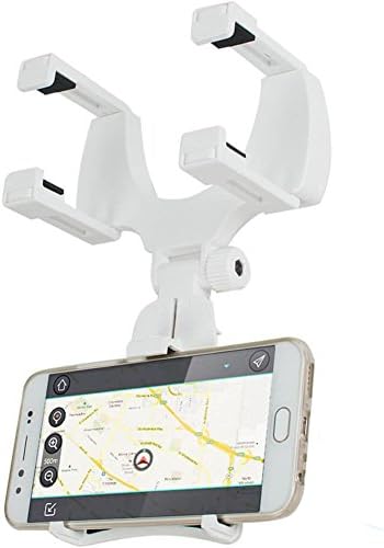 Car Phone Holder, Veepax Rearview Mirror Mount Stand Holder with One-Touch Design Dashboard for iPhone 7/7Plus/6s/6Plus/5S, Galaxy S5/S6/S7/S8, Google Nexus, LG, Huawei and More - White