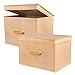 ACMETOP Collapsible Storage Bins with Lids - Large Stackable Storage Cubes Boxes Containers Organizer with Wooden Handle for Clothes, Bedding, Toys, Books, Crafts, Accessories, 2 Pack (Beige)