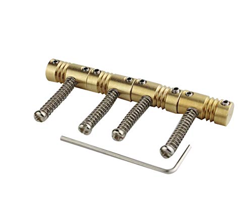 Guyker Bass Bridge Saddles (4 Pcs) - String Pitch 19mm Brass Compensated Saddles Set with Wrench Highgrade Replacement Part for Electric Bass