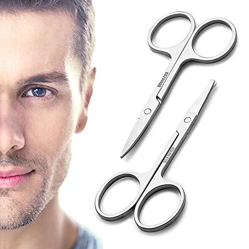 Beard &Nose Hair Beauty Scissors，Stainless Steel Small Scissors for Eyebrows,Eyelashes,nail,Curved and Safety Rounded Tip Trimming Shears for Men Women - Thumbnail 6