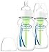 Dr. Brown's Options Wide Neck Glass Bottles, 2 Pack, Clear, 9 Ounce