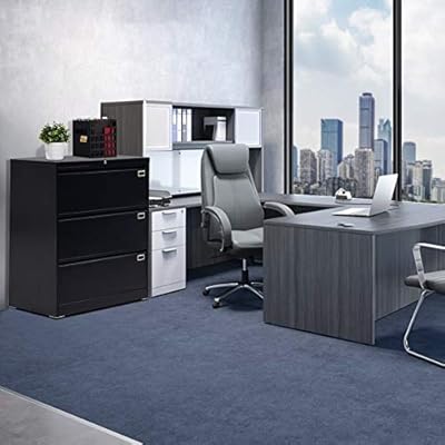 Buy 3 Drawer Black Lateral File Cabinet Steel Lateral Filing Cabinet With Lock For Legal And Letter Size Lockable Metal Office File Cabinets With 4 Adjustable Hanging Bars And 2 Keys Metal