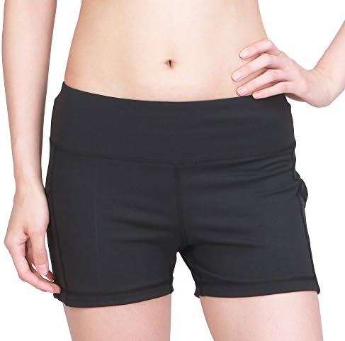 Beorbus Women's Yoga Running Fitness Gym Trainning Shorts Trousers with Side Pockets (M, Black)