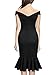 Knitee Women's Vintage Off Shoulder V-Neck Evening Party Cocktail Ruffles Slit Formal Dress