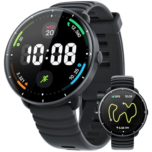 Parsonver Smart Watch Built-in GPS, 5ATM Swimming Smartwatch for Pool/Open Water, Fitness Watch with AMOLED Display, Heart Rate Sleep Monitor, 100+ Sports,Message Notification (Black, 42 mm)