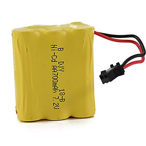 Fistone Rechargeable 7.2V 700mAh Ni-Cd Battery Pack for Remote Control Motorcycle Buggy Stunt Racing Drift Vehicle and RC Truck Crawler Tower Crane with Charging Cable SM 2P Plug