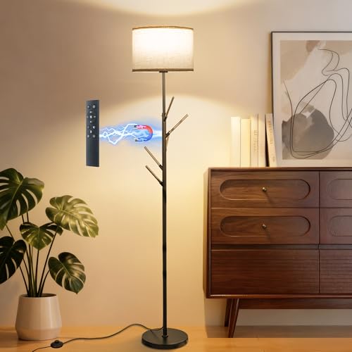 CRLL Stehlampe Wohnzimmer: LED Leselampe mit APP-Steuerung&Fernbedienung& Fußschalter, 12W Stehlampe Mit Garderobenständerr, 3 Farbtemperaturen Stufen