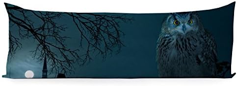 W1arorinced Owl on Full Moon Night 20x54 Inch Pillowcase Long Body Pillow Cover Pregnancy Cotton Blend Protector Home Decorative Bed Pillow Cases