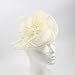 FeiYu Crafts Penny Mesh Hat Fascinator with Mesh Ribbons and Ivory Feathers
