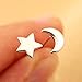 Wicary One Pair Set of Sterling Silver Star and Moon Stud Earring