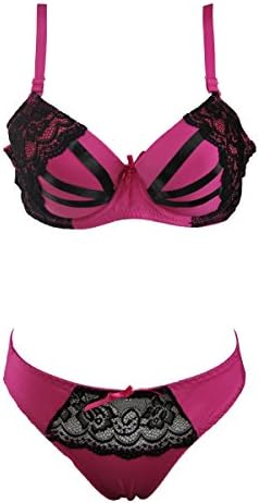 Women's Pushup Bra Panty Set Rose Red 40