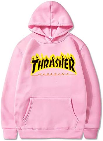 WYUKN Hoodie, Unisex Hip Hop Hoodie Street Fashion Thrasher Cotton Couple Pullover Baseball Uniform,Lightblue Small