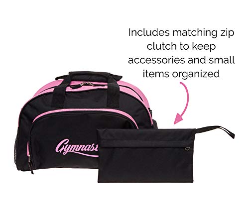 LISH Gemma Gymnastics Duffel Bag - Girl's Travel Sports Gym Bag w/Shoe Compartment (Black/Pink) - Thumbnail 4