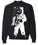 Space Astronaut Man on the Moon White Print Crewneck Sweatshirt