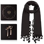 Womens Tassel Scarf Gift Packing - Plain Lightweight Scarf Large Pashmina Shawl