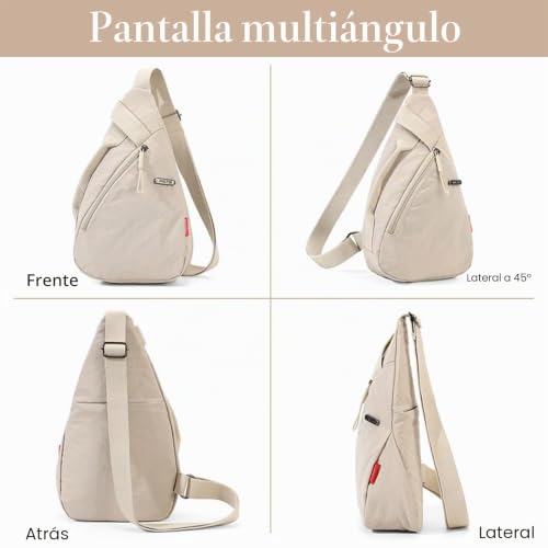 ANPTER Men's Shoulder Bag, Chest Bag, Waist Bag, Waist Bag, Crossbody Bag with Double Pocket, Water Resistant and Handless (Chest Bag)