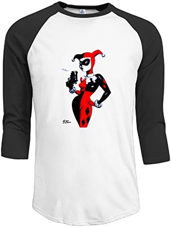 Harley Quinn Smoking Gun Man Summer Casual 3/4 Sleeve Baseball Tee Shirts