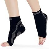 Plantar Fasciitis Compression Socks with Foot & Ankle Support for Men & Women | Cradles Sore Ankles, Soothes Painful Heels & Improves Circulation for Better Foot Health (Black & Gray, 1 Pair)