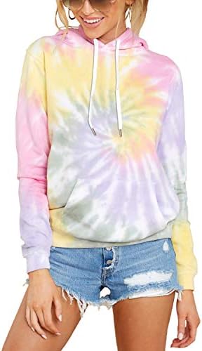 HVEPUO Tie Dye Print Hoodie Long Sleeve Casual Sweatshirt For