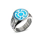 DC Comics Blue Lantern Corps Stainless Steel Blue Enamel Hope Ring