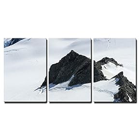 3 Piece Canvas Wall Art - Mountain Landscape with Three Tents Among Snows - Modern Home Art Stretched and Framed Ready to Hang - 16"x24"x3 Panels