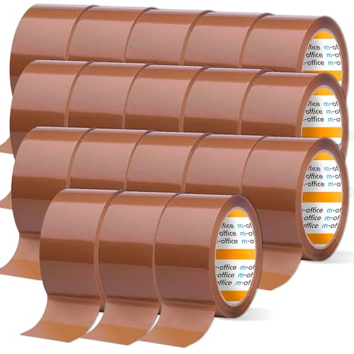 m-office Cinta Adhesiva, Cinta Adhesiva Marron de Embalar, Rollo de Cinta para Embalaje de Cajas, Envíos, Mudanzas y Manualidades, Precinto Seguro y Resistente, Cinta Adhesiva (18 unds, 36mmx66m)