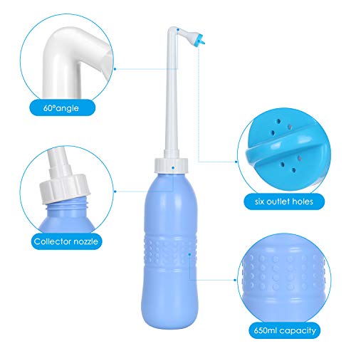 Hairby Portable Bidet Sprayer, Travel Bidet 22 oz (650ml) with Hand Held Bidet Bottle for Personal Cleansing Use Extended Nozzle, Toilet Bidet Shower with Travel Bag(Blue)