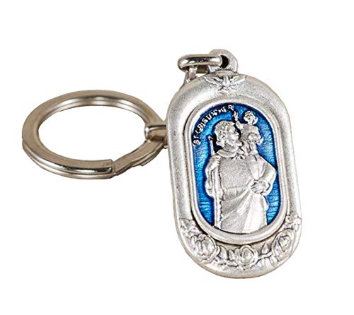 Eurofusioni Car keyring Saint Cristopher, Patron Saint of travelers - Silver plated metal