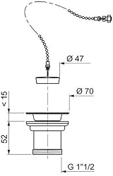 Wirquin Kitchen Sink Basket Strainer Waste 1 1/2 D 50mm with Plug view 2