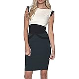 WOOSEA Women's Elegant Colorblock Wear to Work Cocktail Party Pencil Dress