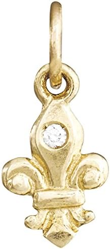 Helen Ficalora Fleur De Lis Mini Charm With Diamond Yellow Gold