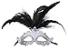 Coxeer Masquerade Mask Halloween Mask with Peacock Feather Black Party Mask