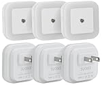 Sycees 0.5W Plug-in LED Night Light Lamp with Dusk to Dawn Sensor, Daylight White, 6-Pack