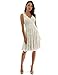 PattyBoutik Women Floral Lace Overlay Fit and Flare Dress (Ivory and Beige Medium)