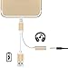 2 in 1 Lightning Adapter for iPhone 7 / 7 Plus, KINGBACK Lightning Charger and 3.5mm Earphone Jack Cable Adapter [No Music Control] for iPhone 7/7 Plus/6s/6/5s/5 - Gold