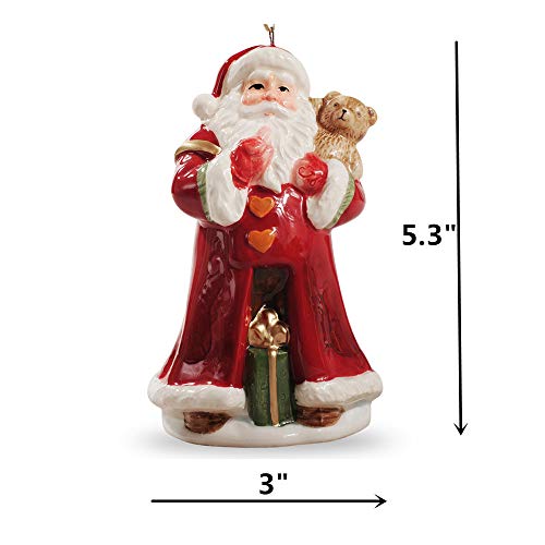 Minigift Ceramic Christmas Bell Ornament,Jingle Bell,Home Décor with Santa Claus Design