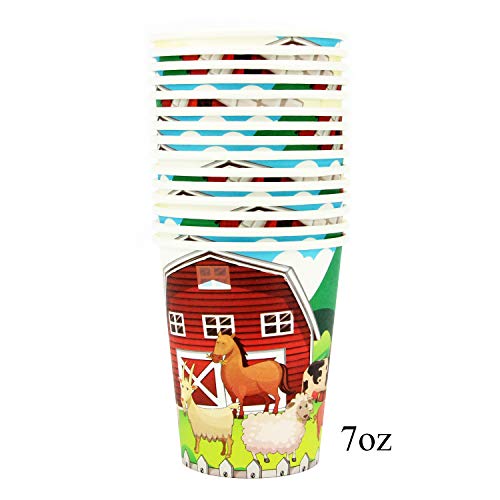 177 Piece Farm Animal Party Supplies Set Including Banner, Plates, Cups, Napkins, Tablecloth, Spoon, Forks, and Knives, Serves 25