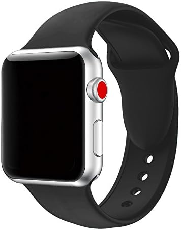 Zmkm for Apple Watch Band 42mm, Soft Silicone Apple Watch Strap 42mm Black Replacement Watch Strap Fit for Apple Watch Series 3/Series 2/Series 1