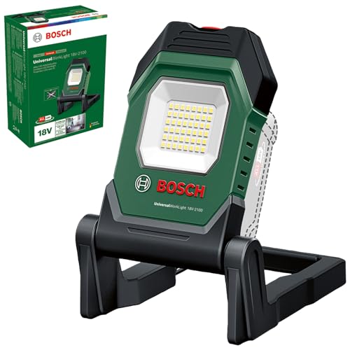 Bosch Akku- LED-Arbeitsleuchte/Baustellenlampe/mobiler Strahler UniversalWorkLight 18V-2100 (max. 2100 Lumen, 3 Helligkeitsstufen, Kopf mit 10 Klapppo