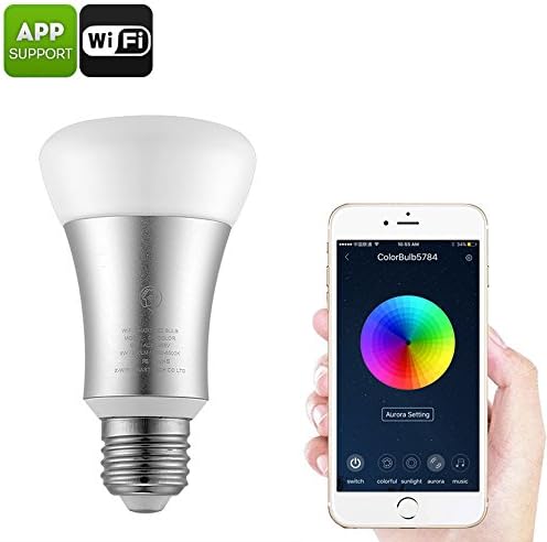 Smart LED Bulb Wi-Fi Light Sourcingbay 8W E27 Base RGB LED Bulbs Music Control APP Support 30,000 Hours Dimmable for Gift, Party, Home Decoration, Bar, Store, KTV Mood Ambiance Lighting