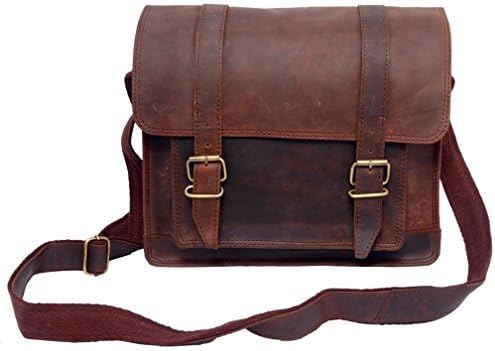 FeatherTouch Leather Bag Messenger Satchel Crossbody Shoulder Bag Women Travel Bag Ipad Case Mini Messenger Bag 12X9X3.5 Inches Brown