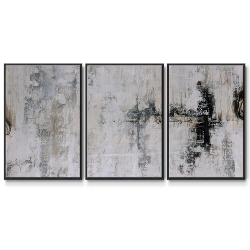 Renditions Gallery Abstract Wall Art Icarus Black and White Painting Modern Hom…